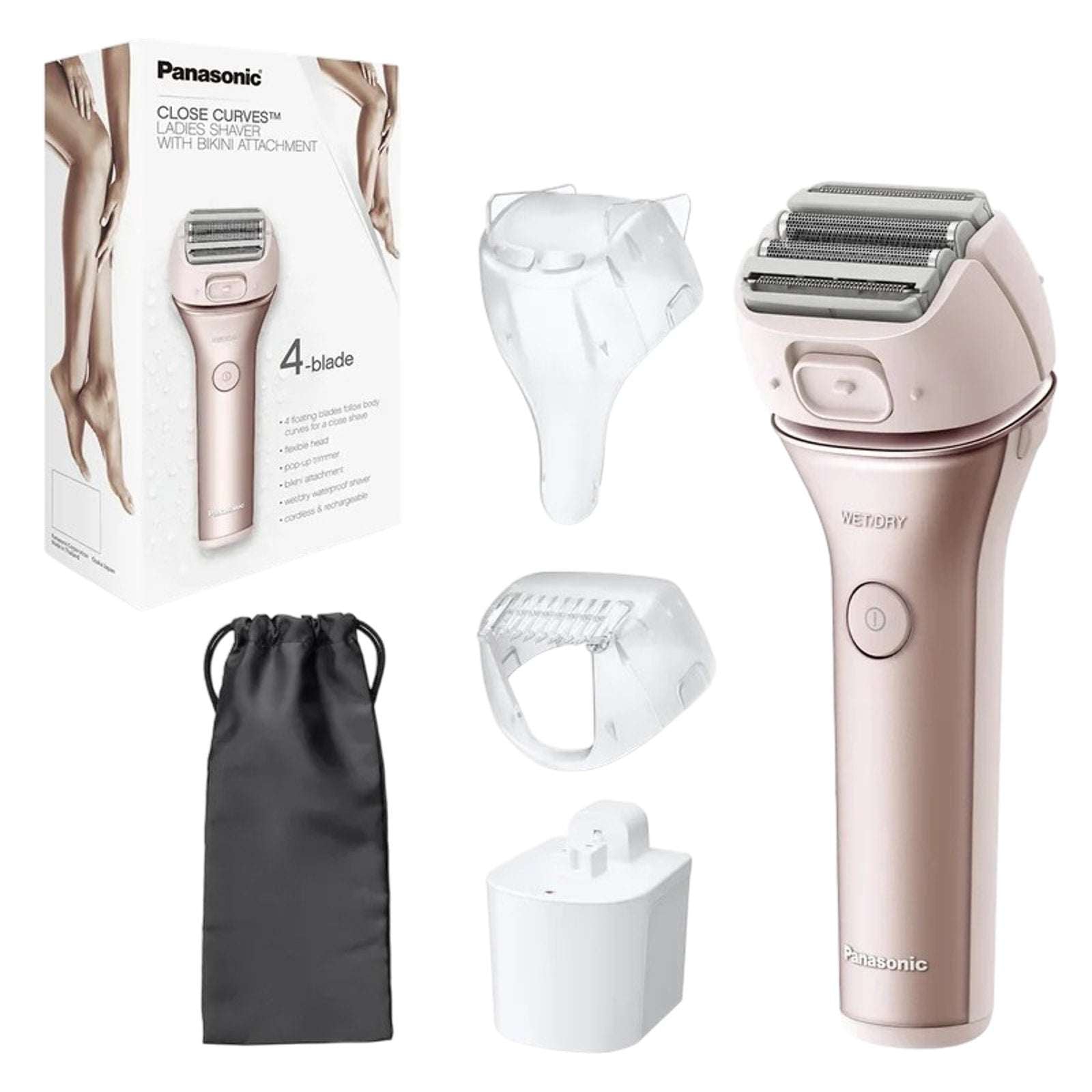Panasonic Close Curves Wet/Dry Ladies Shaver 4-Blade w Bikini Attachment Trimmer