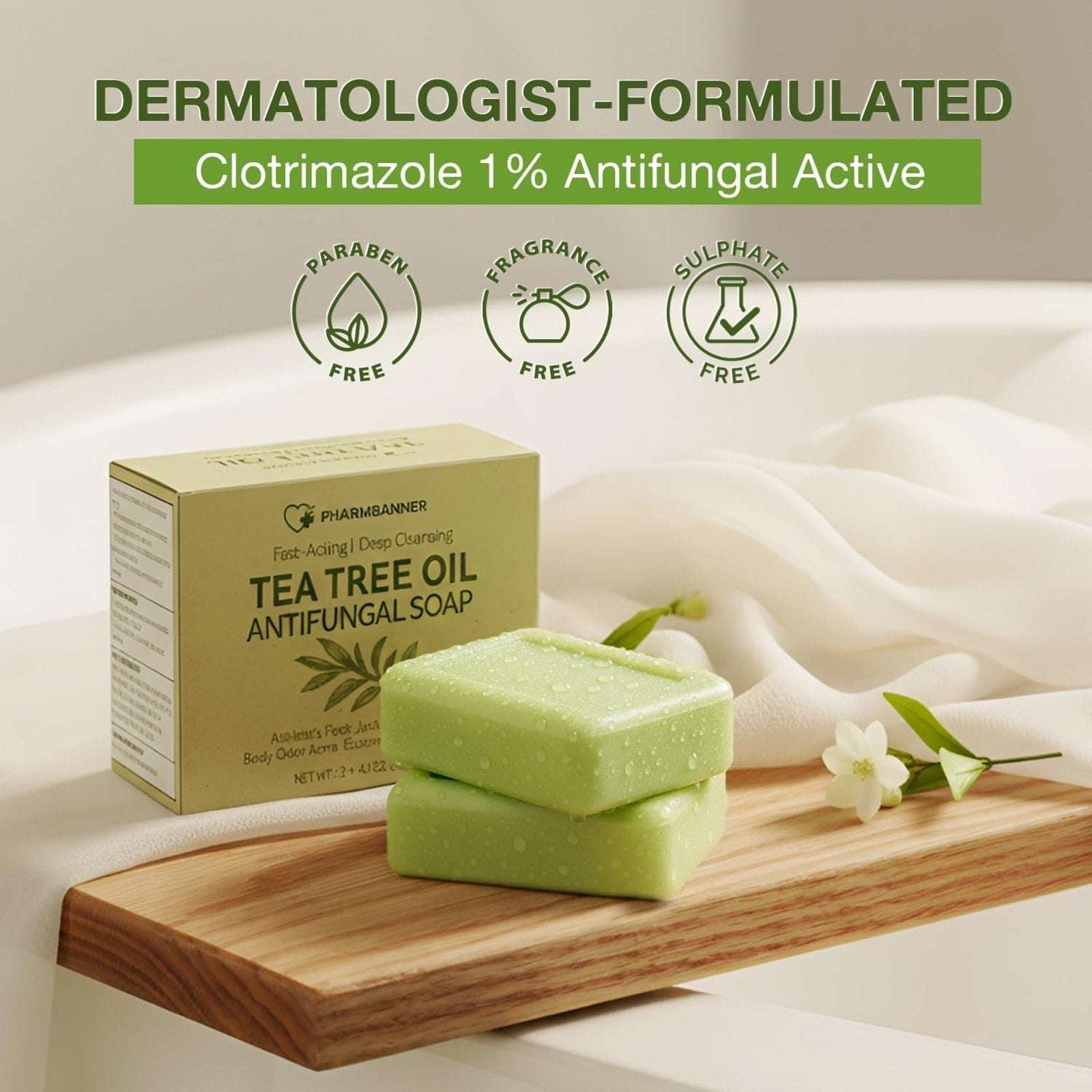 8PK Antifungal Bar Soap Tea Tree Oil for Face & Body Athlete’s Foot, Jock Itch