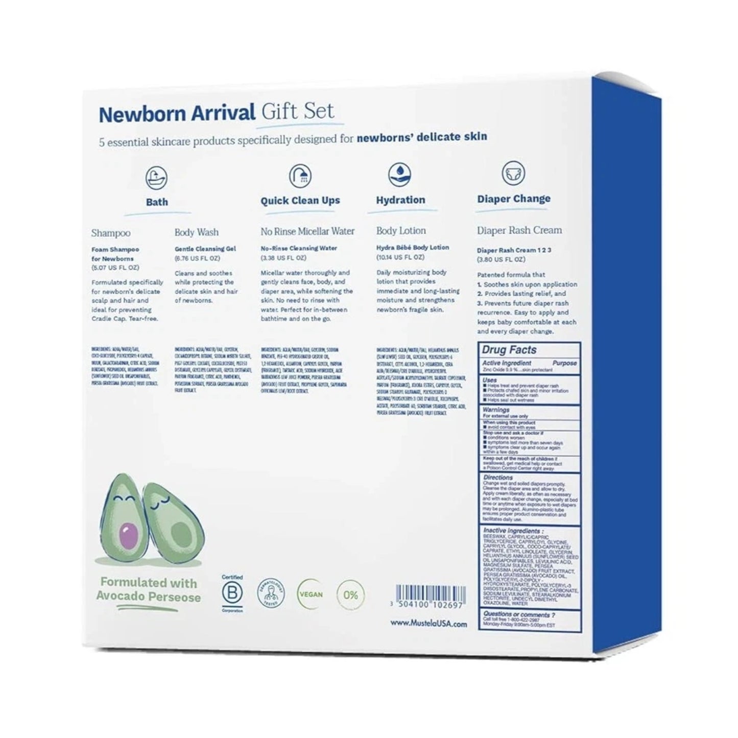 Mustela Newborn Arrival Gift Set Baby Skincare & Bath Essentials 5Pcs FULL SIZE