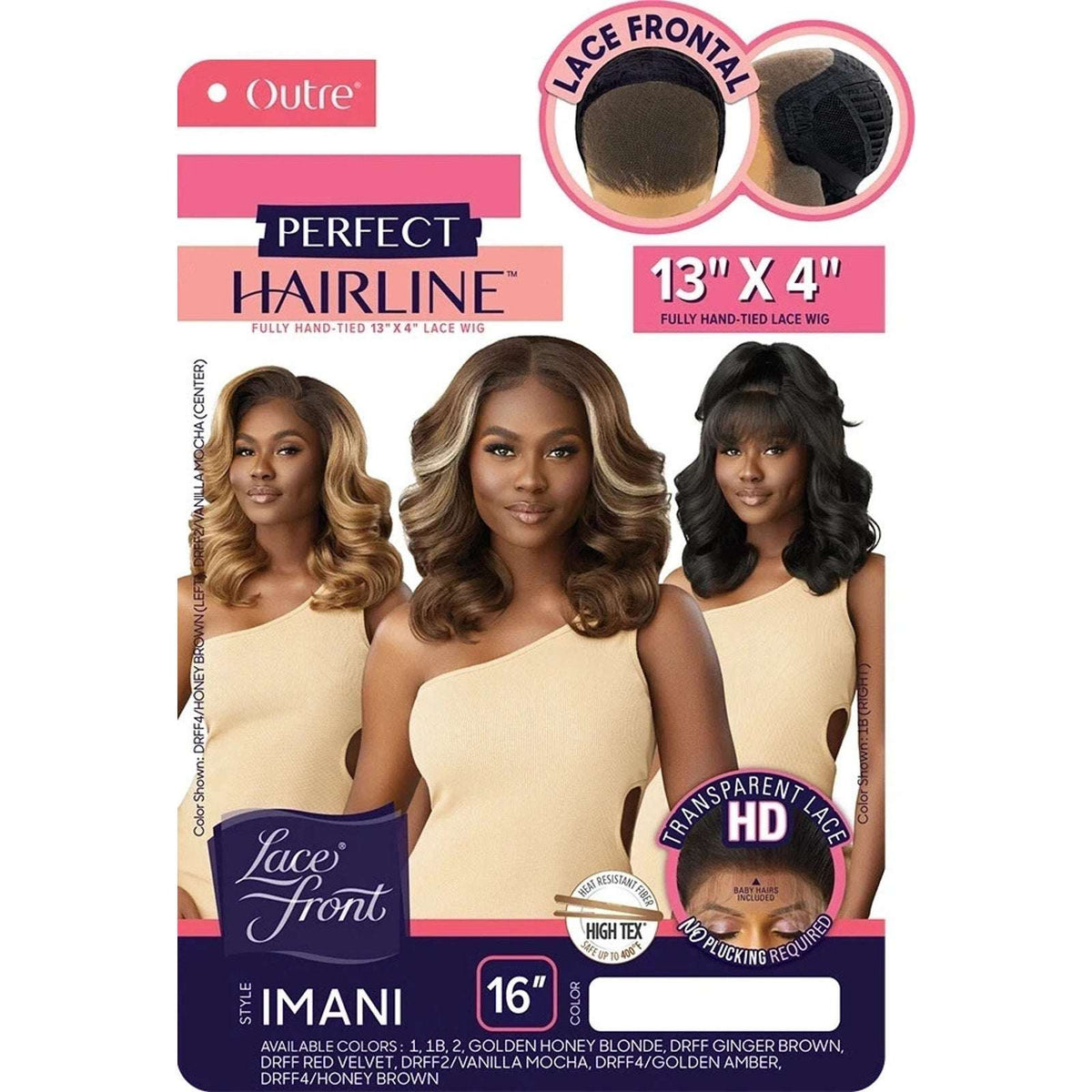 Outre Perfect Hairline Synthetic Hair 13X4 HD Lace Front Wig IMANI #1 Jet Black