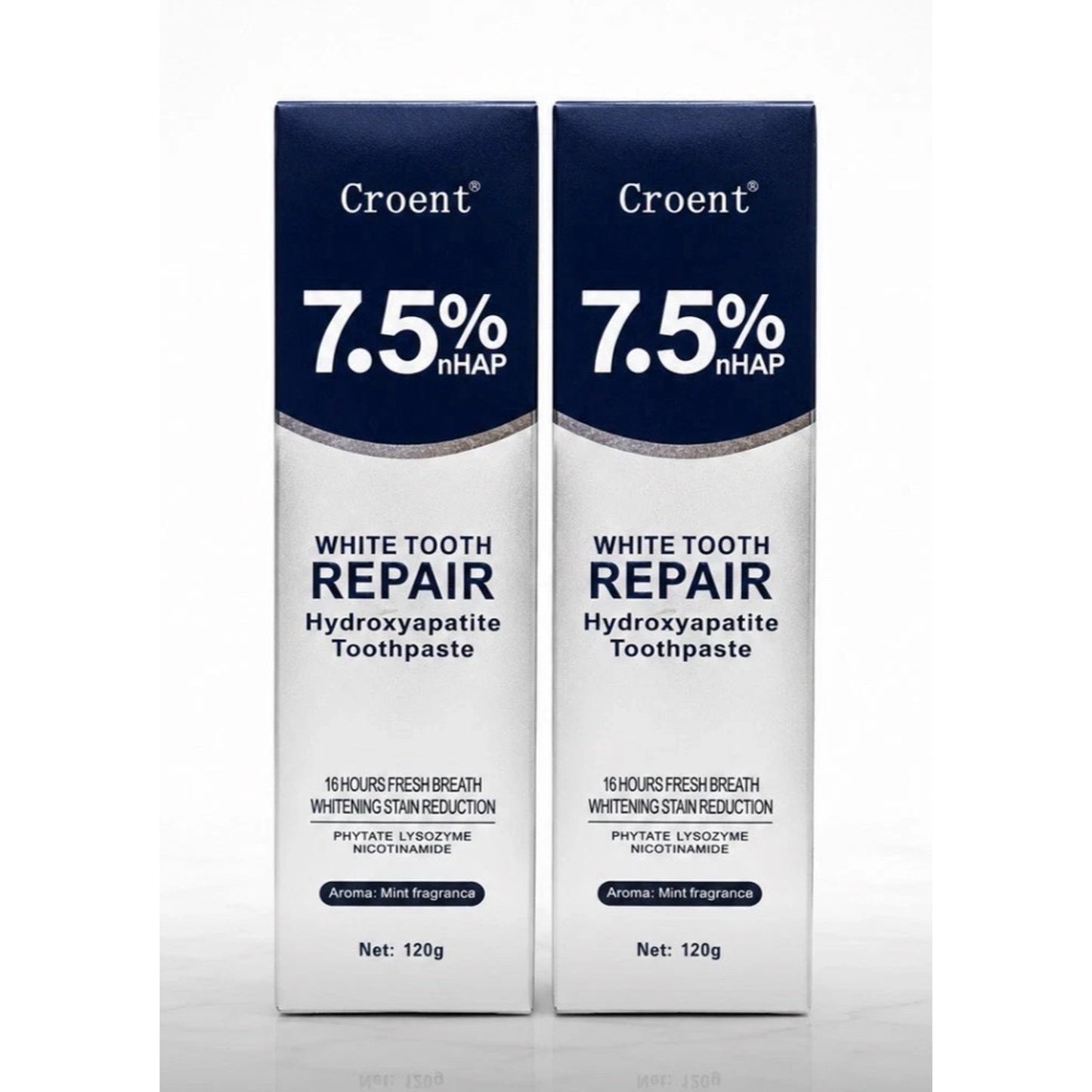 Croent 7.5% nHAP White Tooth Repair Hydroxyapatite Toothpaste NEW Lot of 2 Tubes