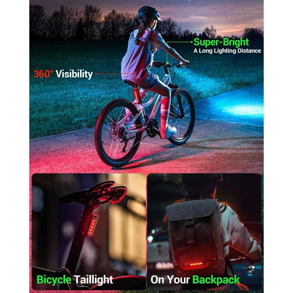 Front & Rear Bike Lights - Shockproof Waterproof 1500lm 6 Modes USB Rechargeable