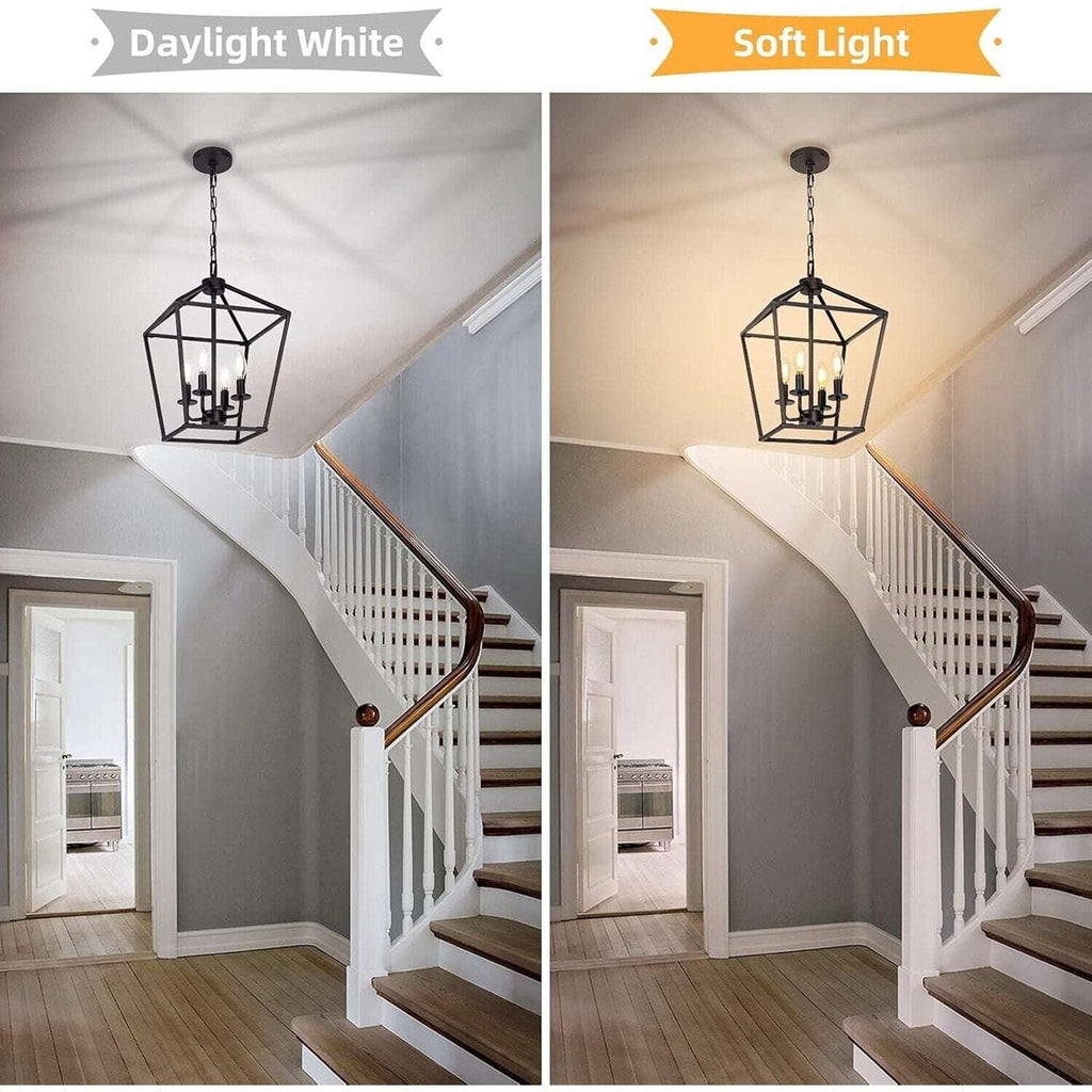 Seaside Village 4 Light Black Farmhouse Lantern Chandelier Ceiling Light Fixture