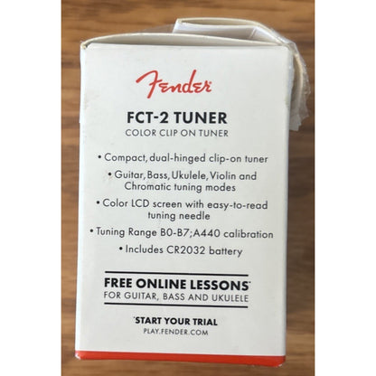 NEW Fender FCT-2 Clip-on Guitar Tuner LCD Display Vibration Sensor Dual-hinge