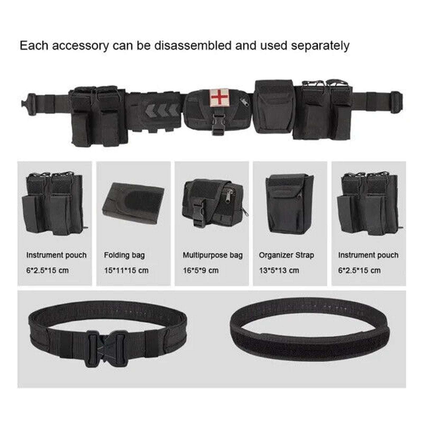 YAKEDA Tactical Duty 7in1 Battle Belt Law Enforcement Police Utility Adjustable