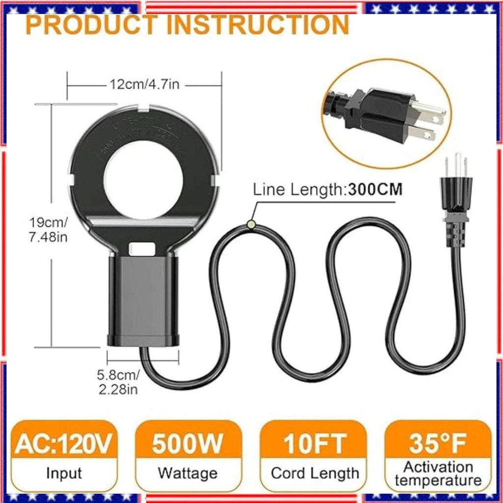 500W Utility De-Icer Submergible Chicken Water Heater for Farm Livestock Cast