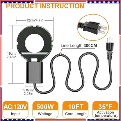 500W Utility De-Icer Submergible Chicken Water Heater for Farm Livestock Cast