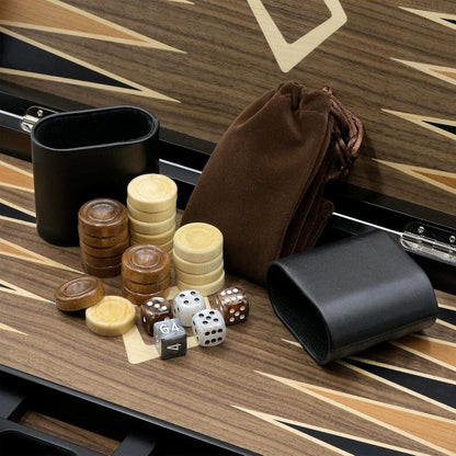 Wooden Backgammon Set Beautiful Inlaid Design Woodronic Standard 15” Board Game