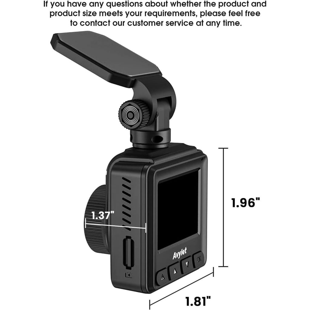 Avylet A1 Dash Cam WiFi 2K w/ APP, External GPS, WDR Night Vision, Loop Record +