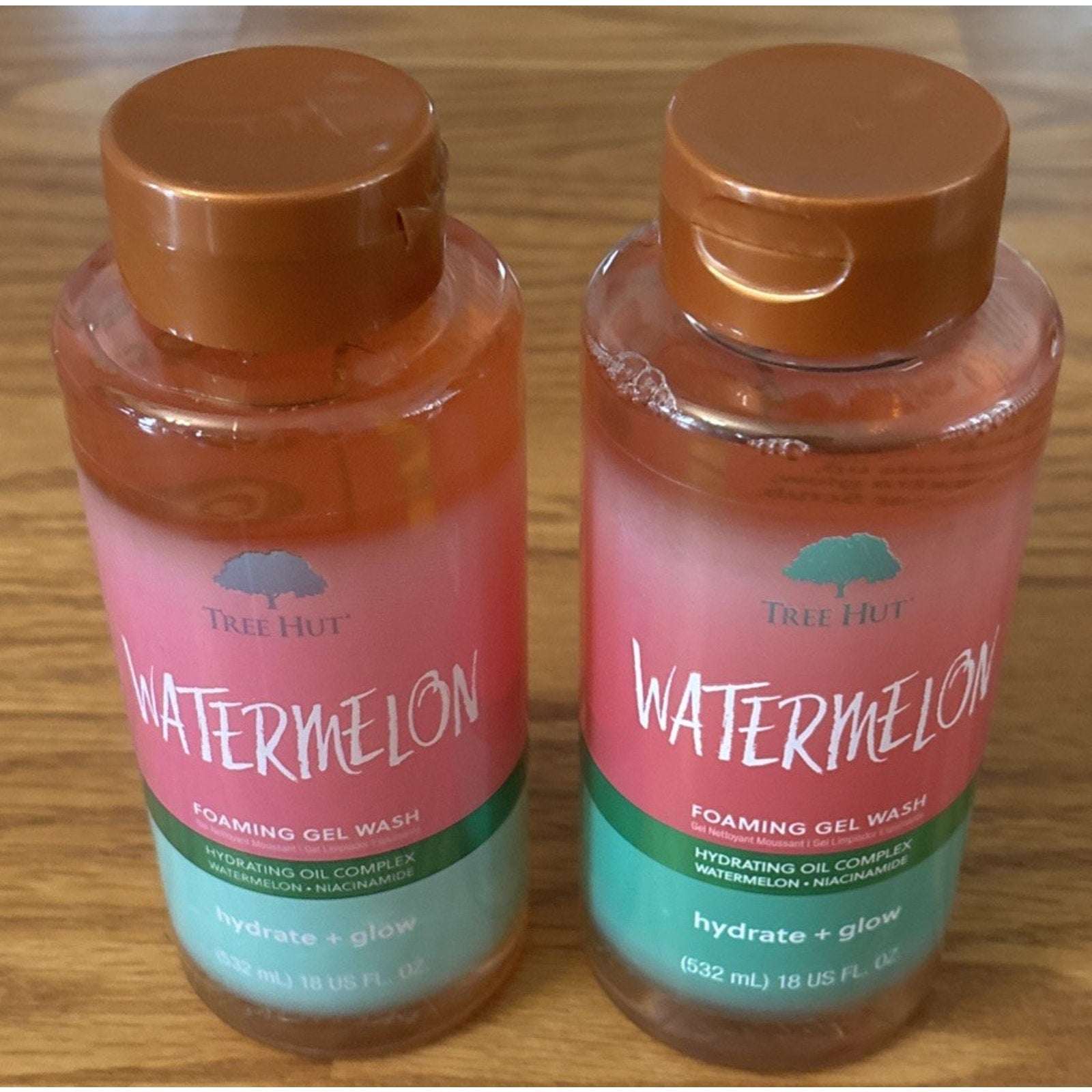 2 x Tree Hut Watermelon HYDRATE & GLOW Moisturizing Foaming Gel Wash w Aloe 18oz