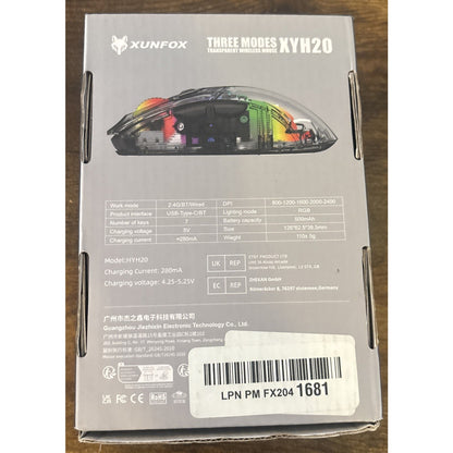 Transparent RGB Bluetooth Wireless Gaming Mouse, Dual Mode USB Computer Mouse