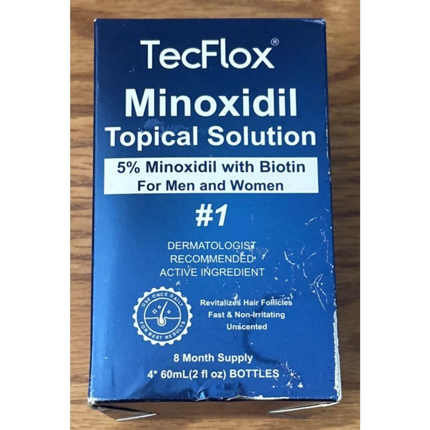 TecFlox 5% Minoxidil w/Biotin Hair Regrowth Treatment Men & Women 8-Month Supply