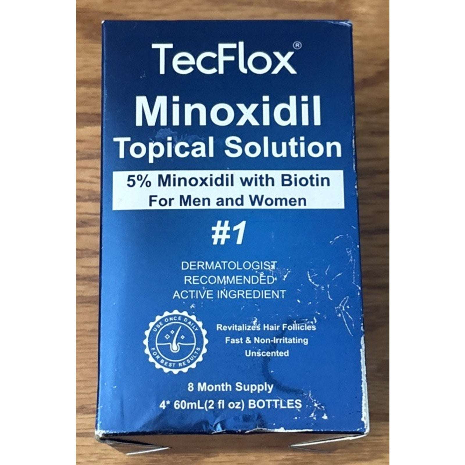 TecFlox 5% Minoxidil w/Biotin Hair Regrowth Treatment Men & Women 8-Month Supply