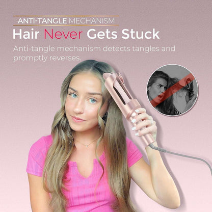 TYMO CURLPRO PLUS 1.25" Automatic Rotating Curling Iron Wand Beach Waves - Pink