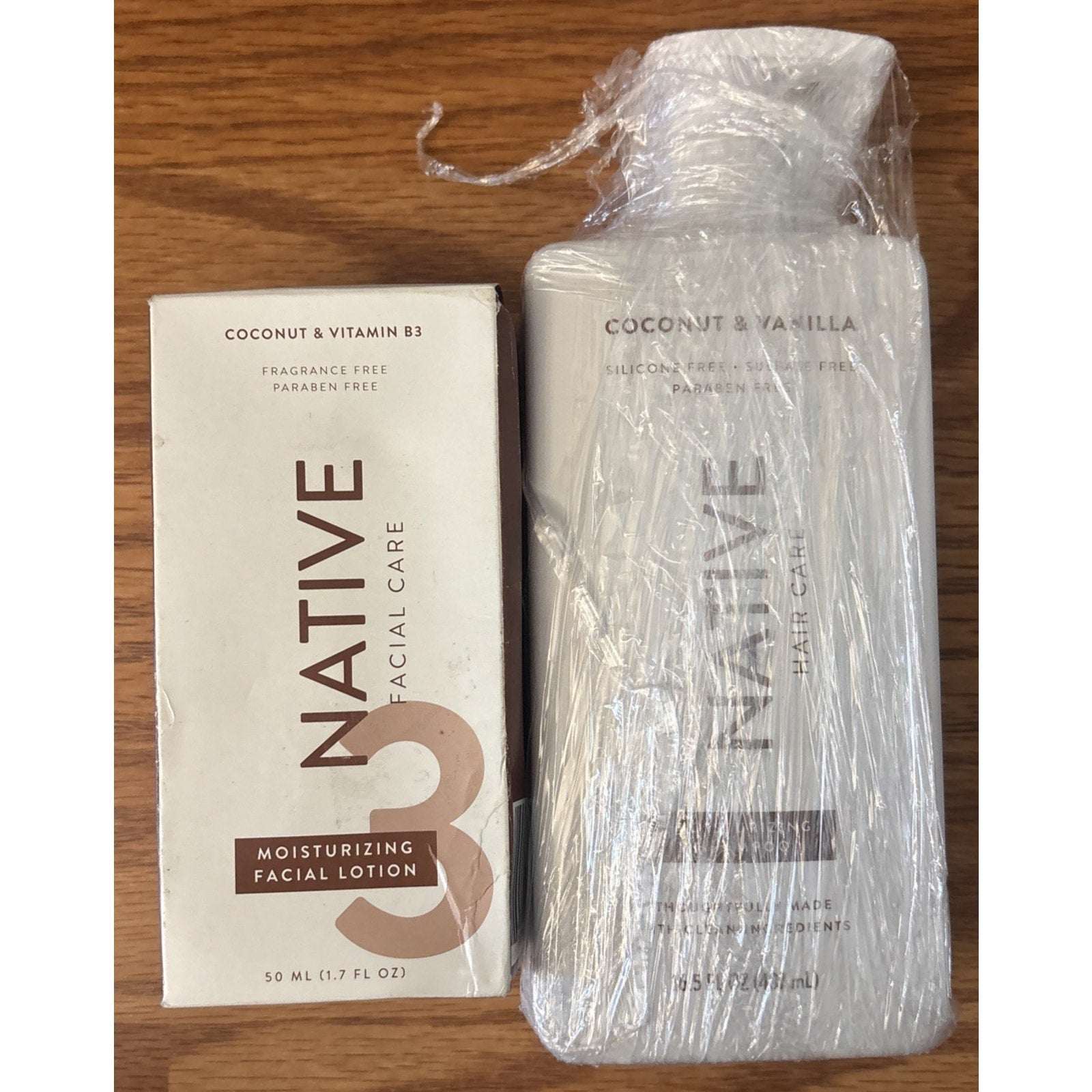 2PC Native Lot Coconut & Vitamin B3 Facial Moisturizer & Coconut Vanilla Shampoo