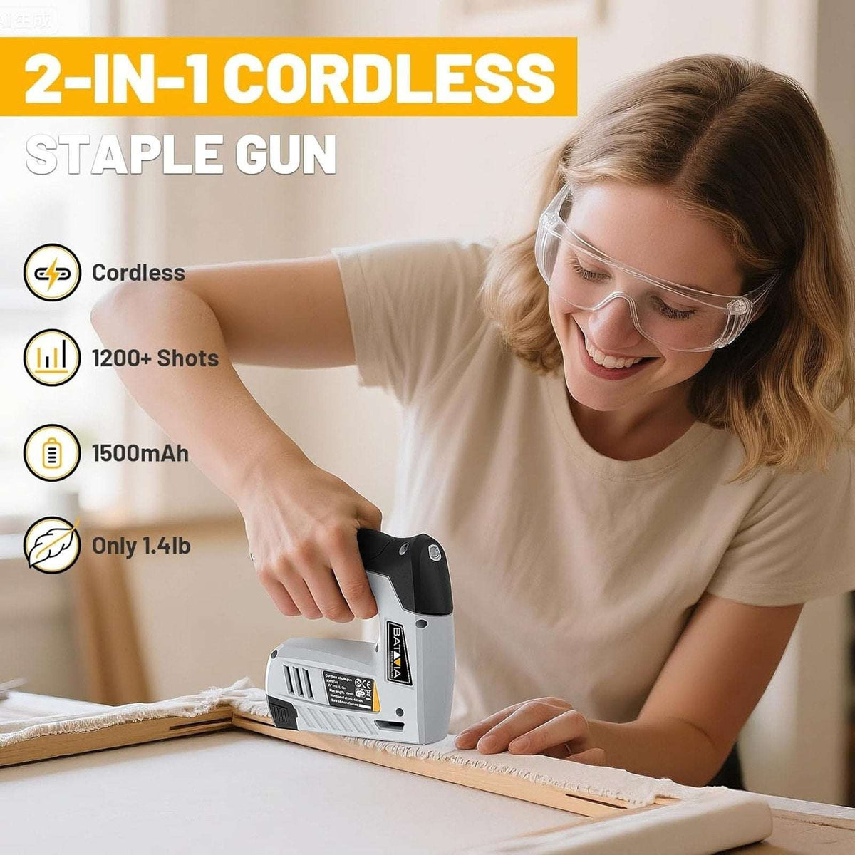 BATAVIA 2-in-1 Electric Staple Gun & Brad Nailer Kit Cordless w/ Triple Safety