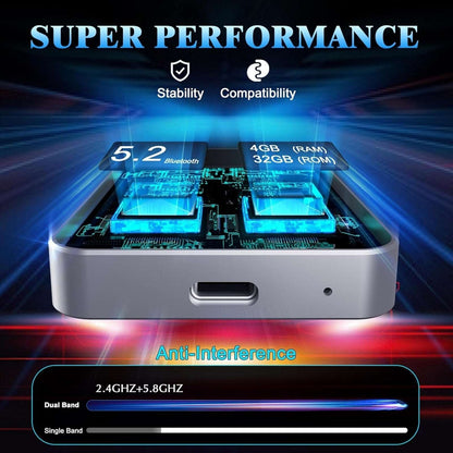 AI Wireless CarPlay Android Auto Streaming Adapter Plug & Play 4GB RAM+32GB ROM
