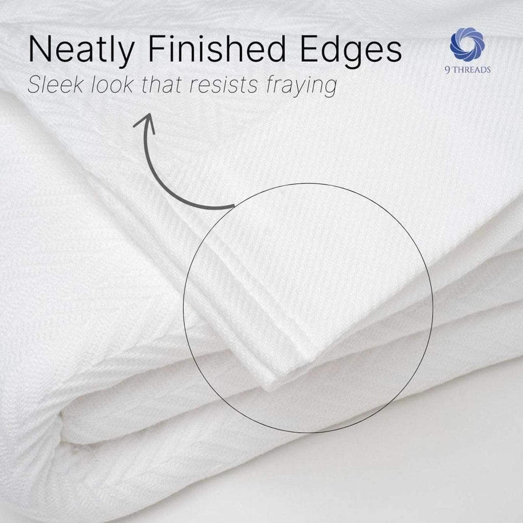 100% Pure Cotton Luxury King Size 108"X90" White Herringbone Blanket MadeinIndia