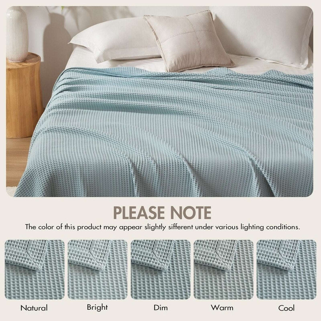Madison Park 100% Cotton Ultra Soft Breathable Waffle Blanket Full/Queen - Aqua