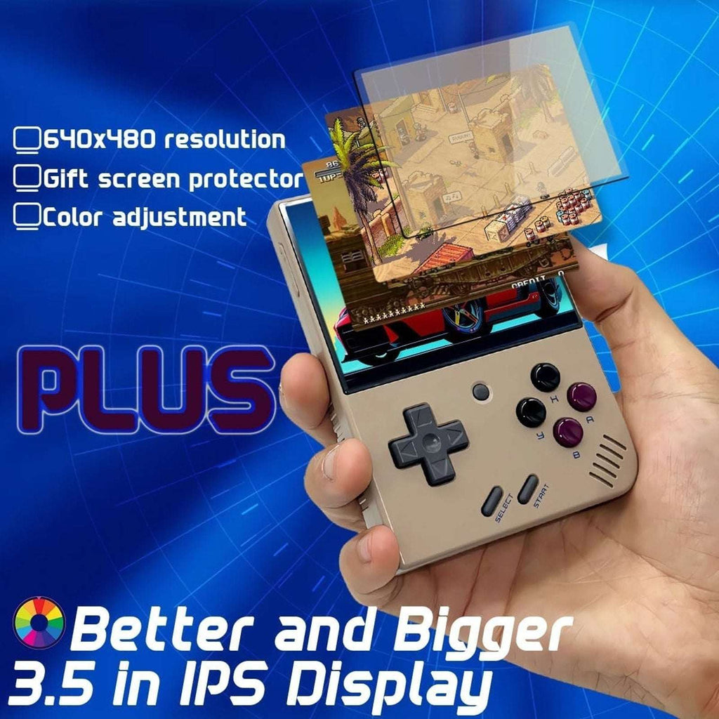 MIYOO Mini Plus Retro Handheld Game Console 64GB 3.5 inch IPS Screen Gray NEW