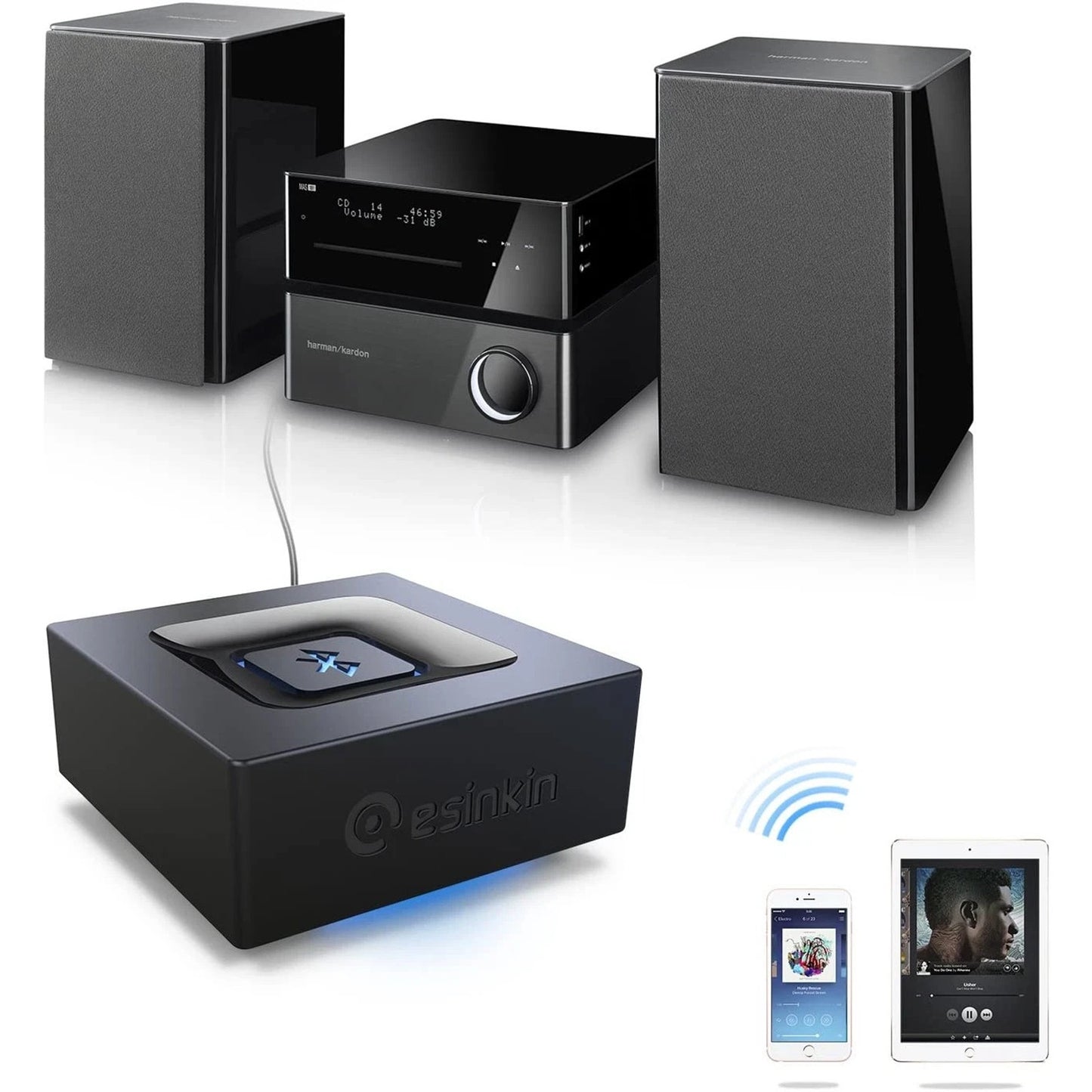 Bluetooth Audio Adapter Wireless Receiver For Home Stereo Music Streaming RCA