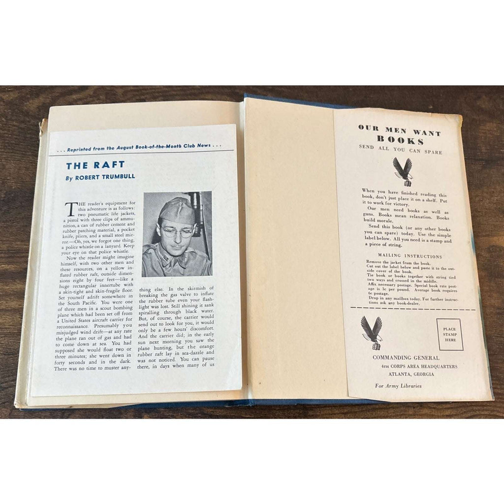 The Raft Robert Trumbull 1942 Henry Holt Co HCDJ And BOMC Insert