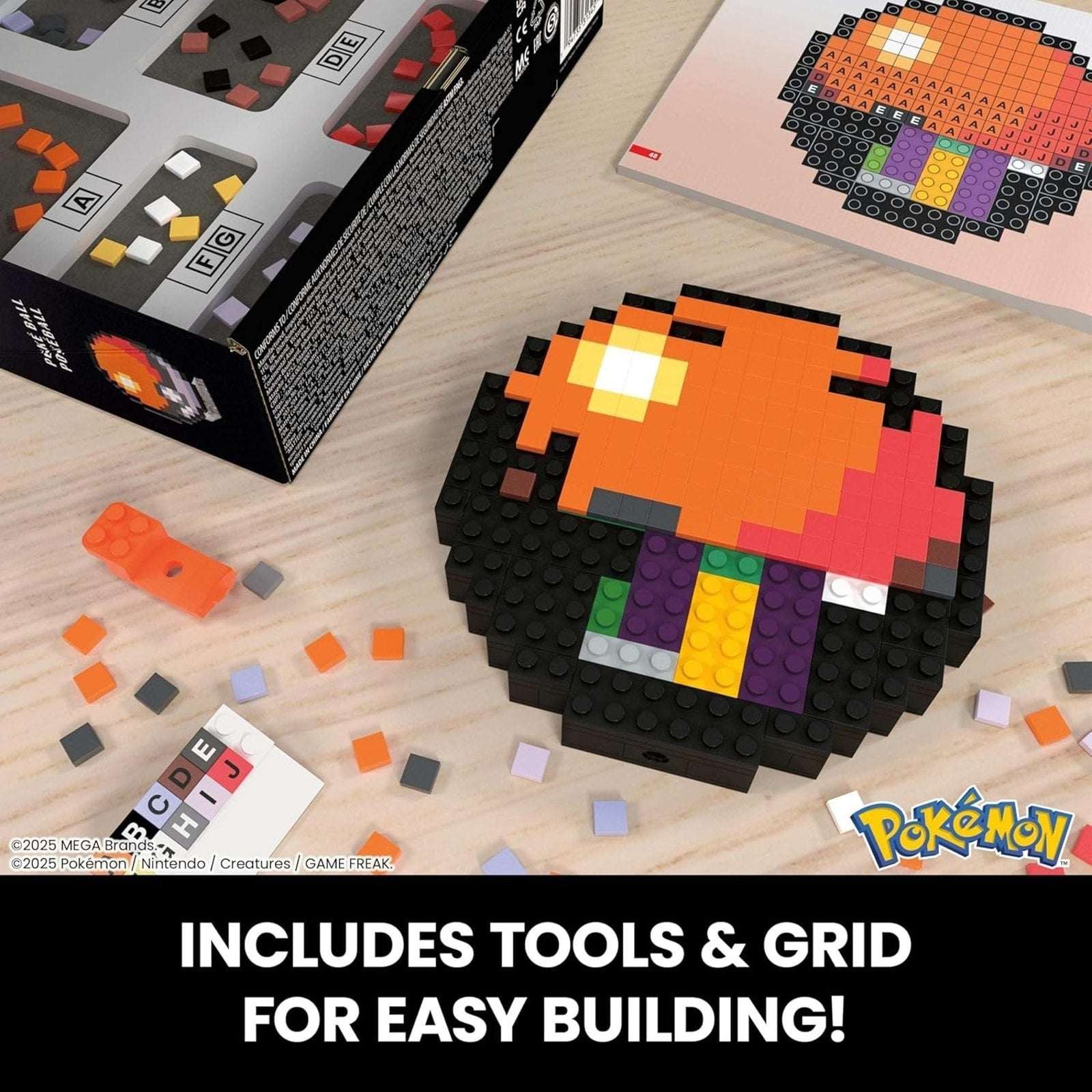 MEGA BLOKS Pokemon POKE BALL Pixel Art 384PC Building Toy Set JGG71 Retired 2025