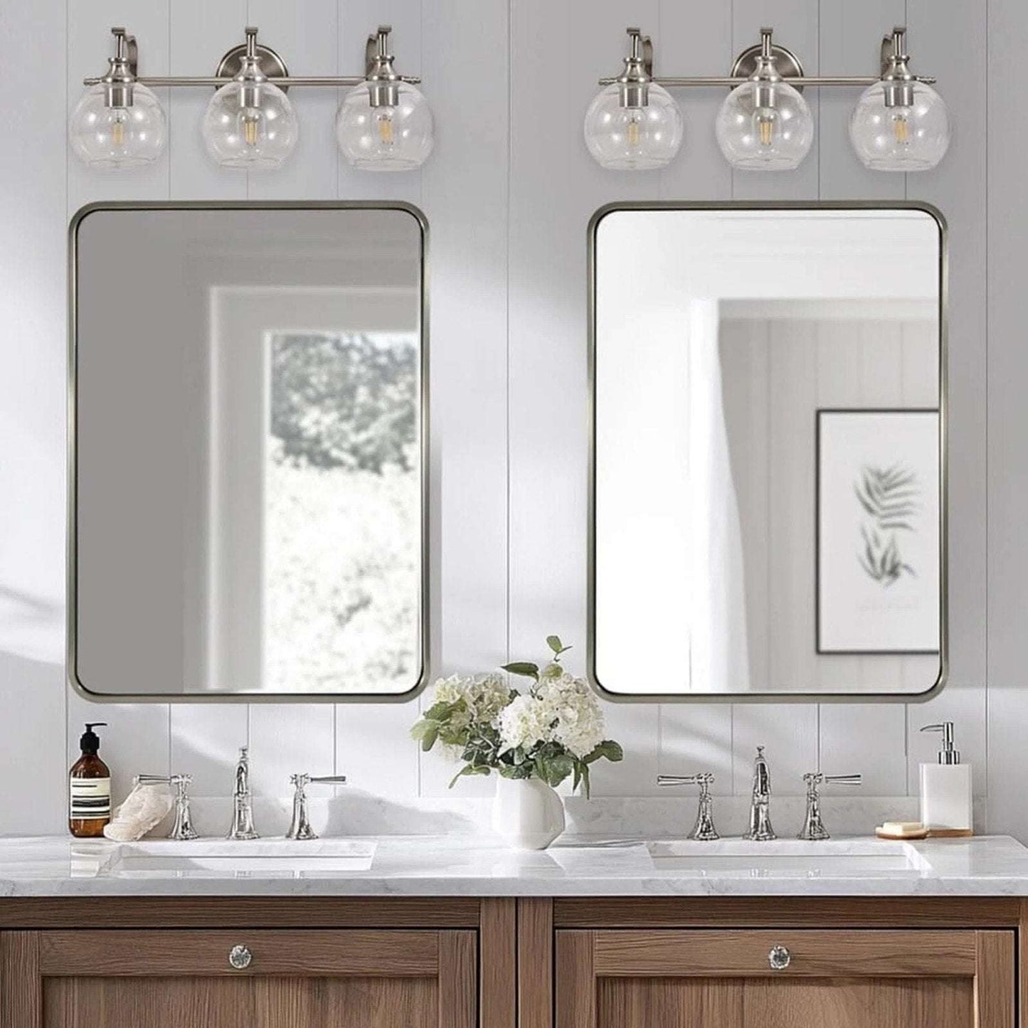 ANDY STAR 3 Light Bathroom Vanity Light Fixture Wall Mount in Brushed Nickel