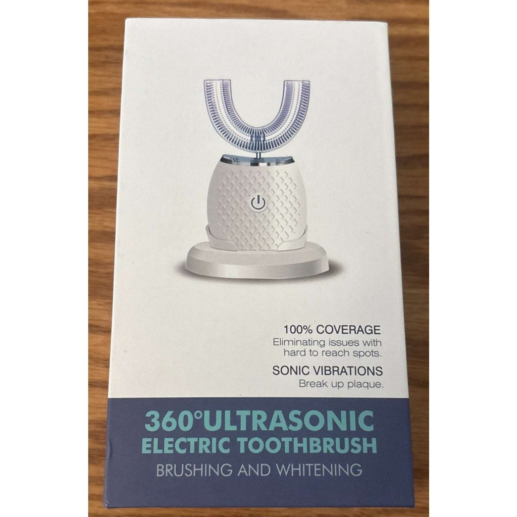 360° Ultrasonic Electric Blue LED Light Whitening U-Shaped Toothbrush +Charging