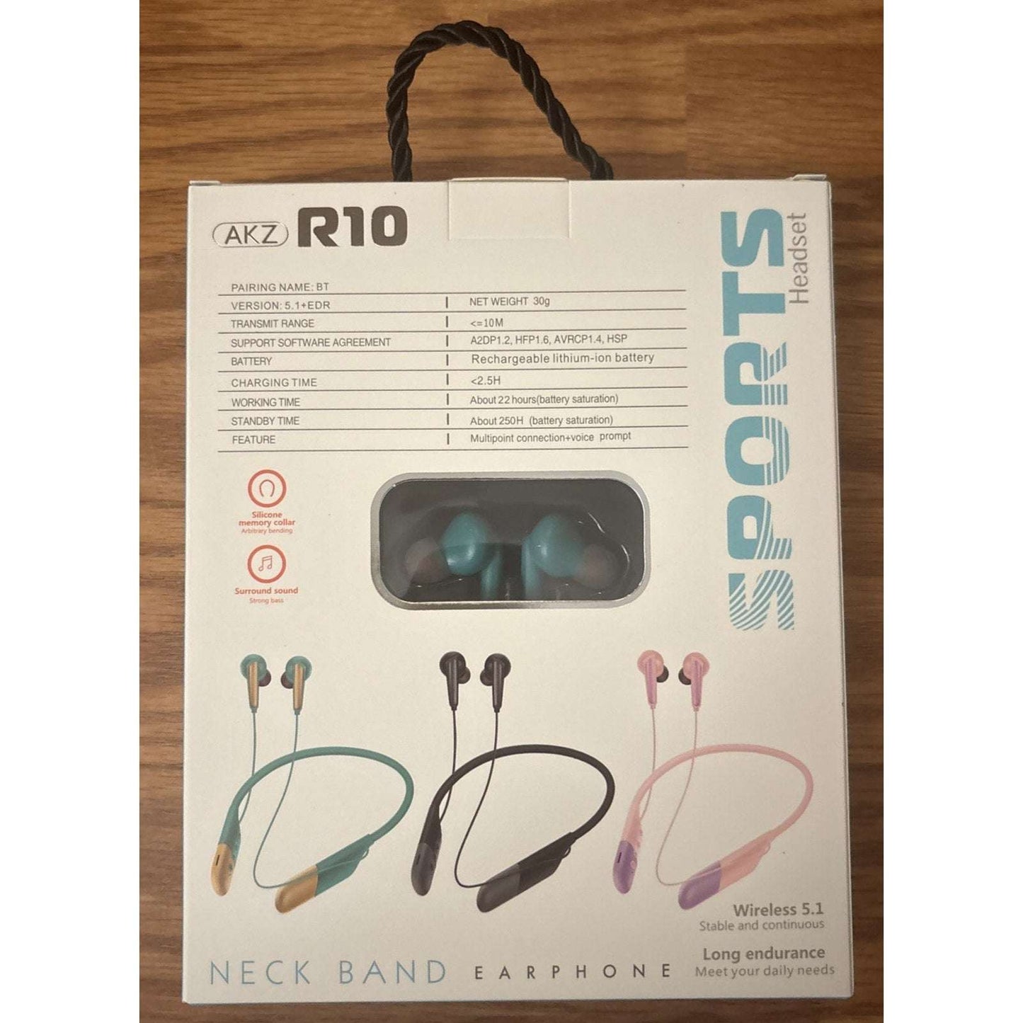 Bluetooth Headphones Neckband, Retractable Headset Wireless Sports Earbuds Noise