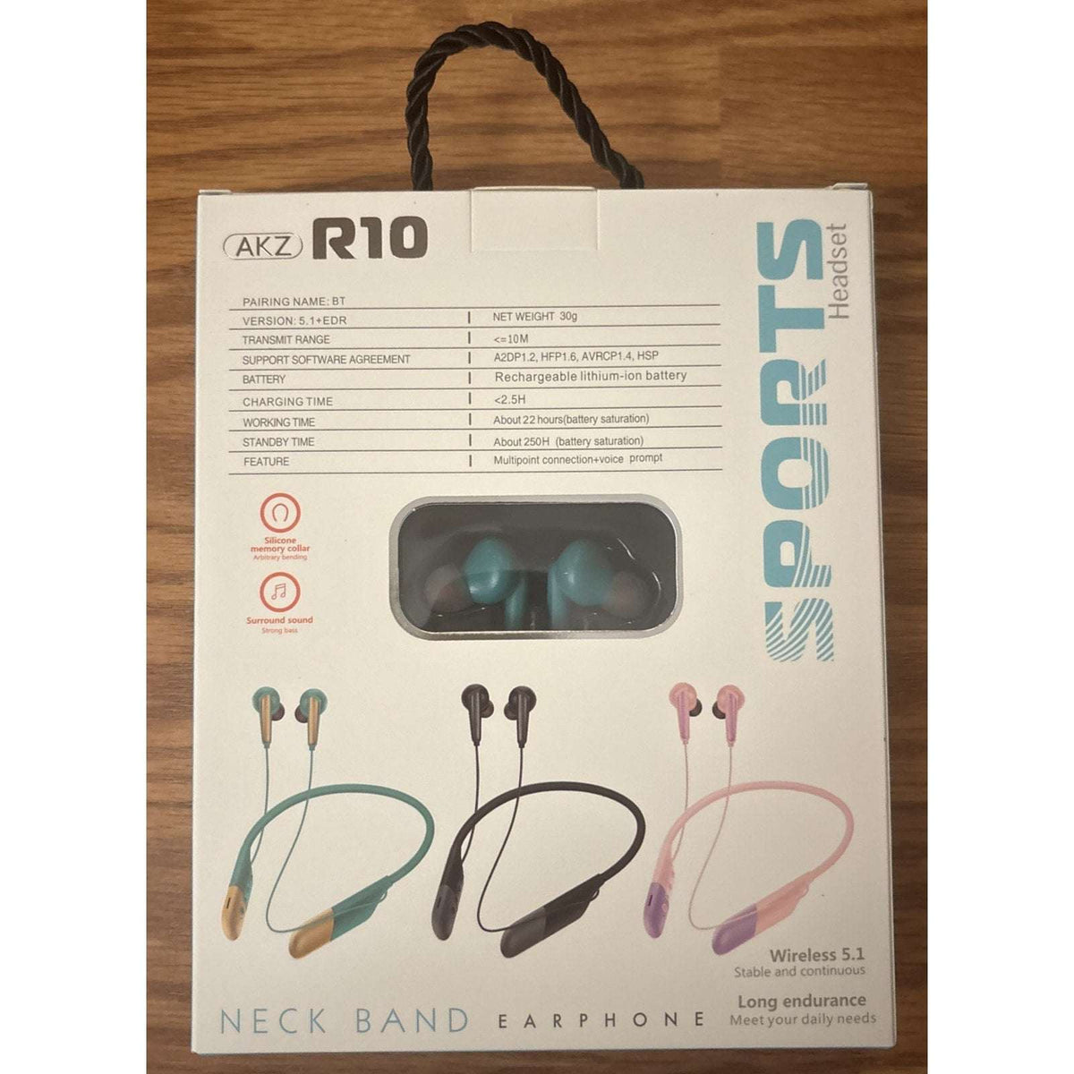 Bluetooth Headphones Neckband, Retractable Headset Wireless Sports Earbuds Noise