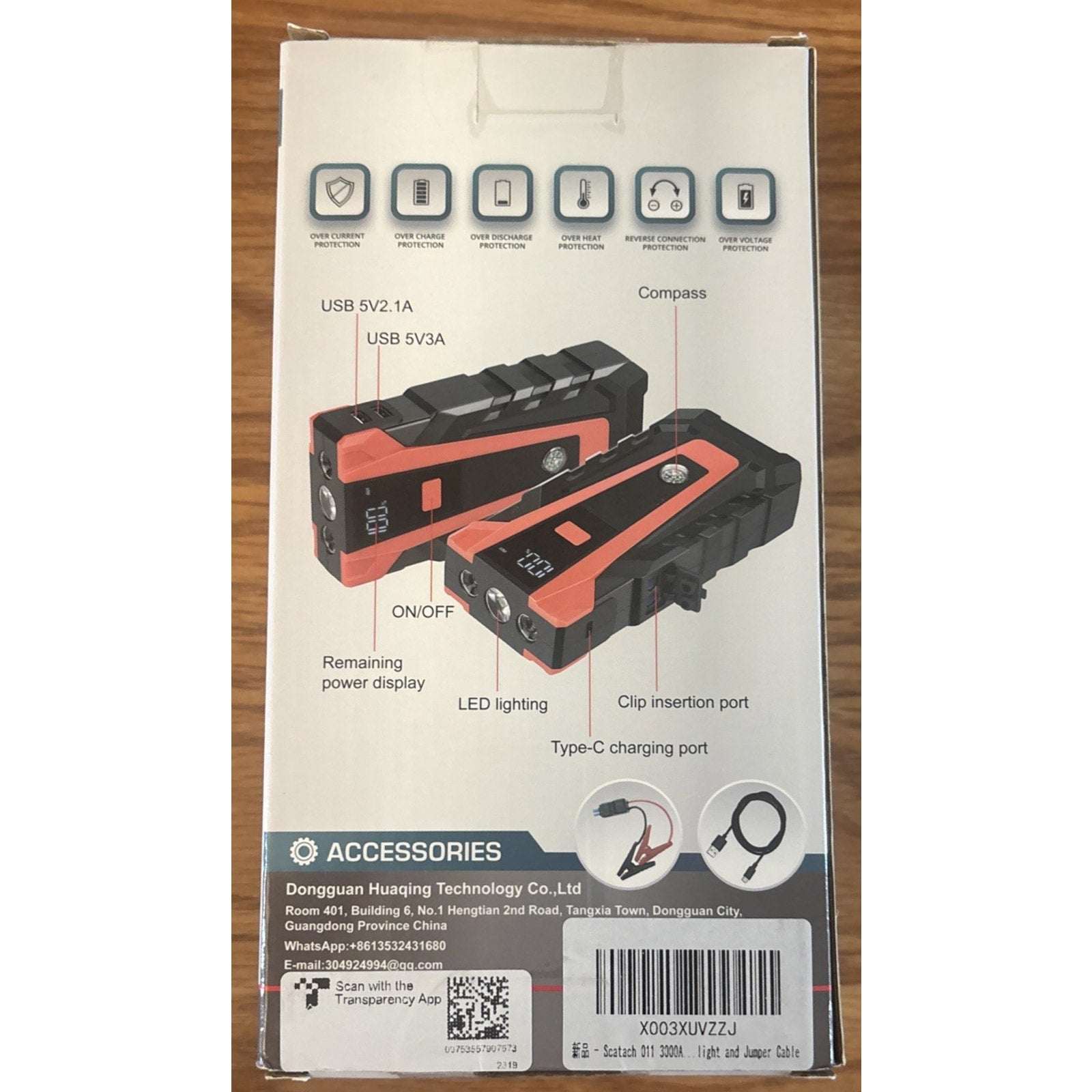 Scatach 3000A 12V Car Battery Jump Starter, Jumper Cable, Flashlight & Powerbank