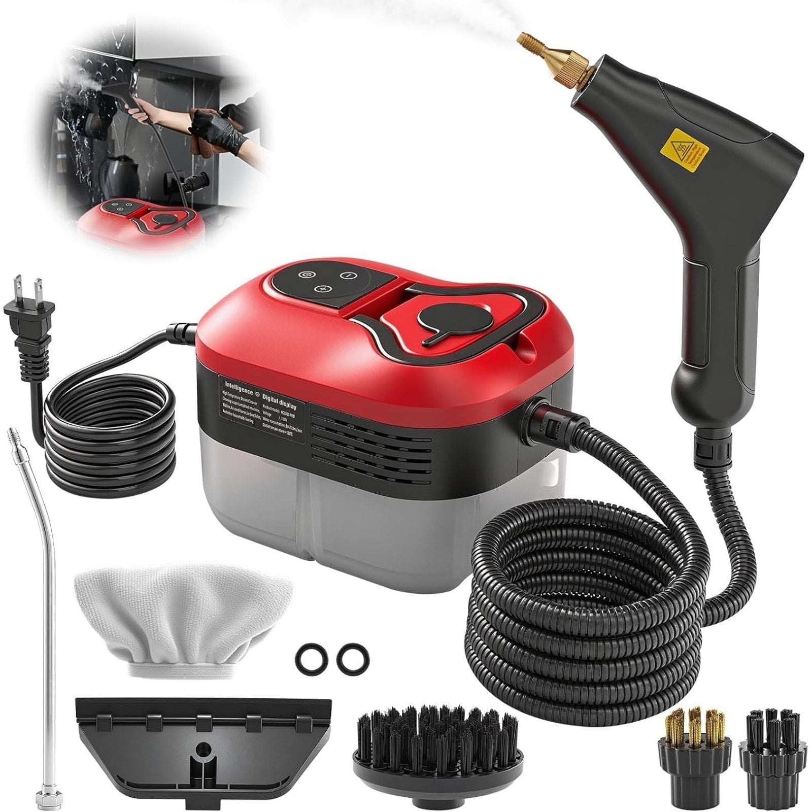 2500W High Temp/Pressure Steam Cleaner, 6 Adjustable Levels, 15s Heat-Up, 1.2L