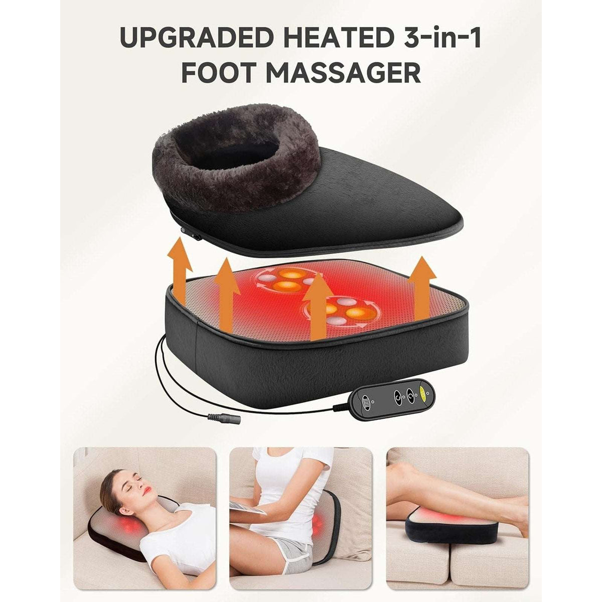 Snailax Electric Shiatsu Foot & Back Massager with Heat, Kneading Foot Warmer