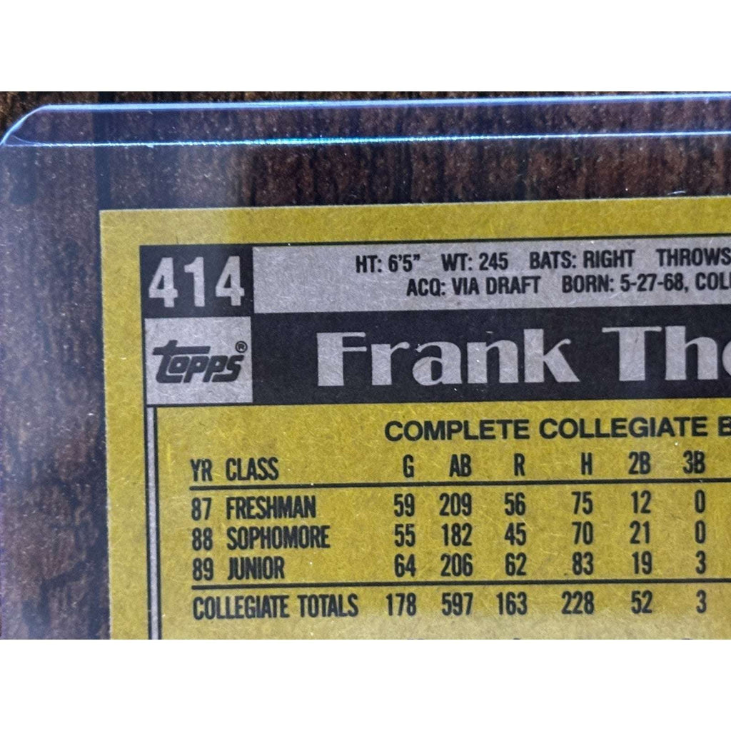 1990 Topps Frank Thomas #414 Chicago Whites Sox Rookie Card Error Card