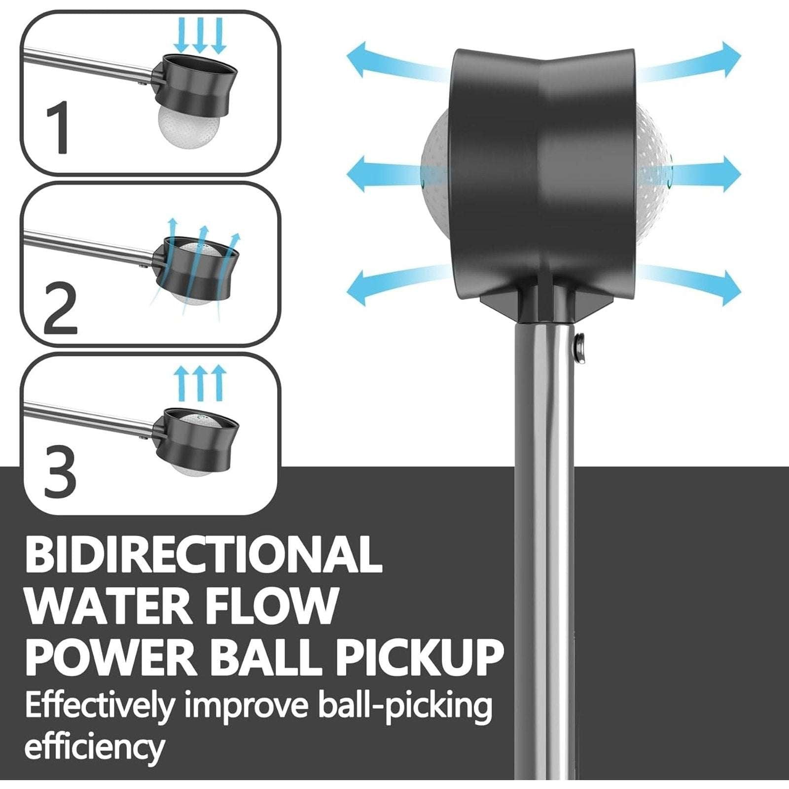 JKL 9Ft Two-Sided Telescopic Golf Ball Retriever for Water Stainless Steel Shaft