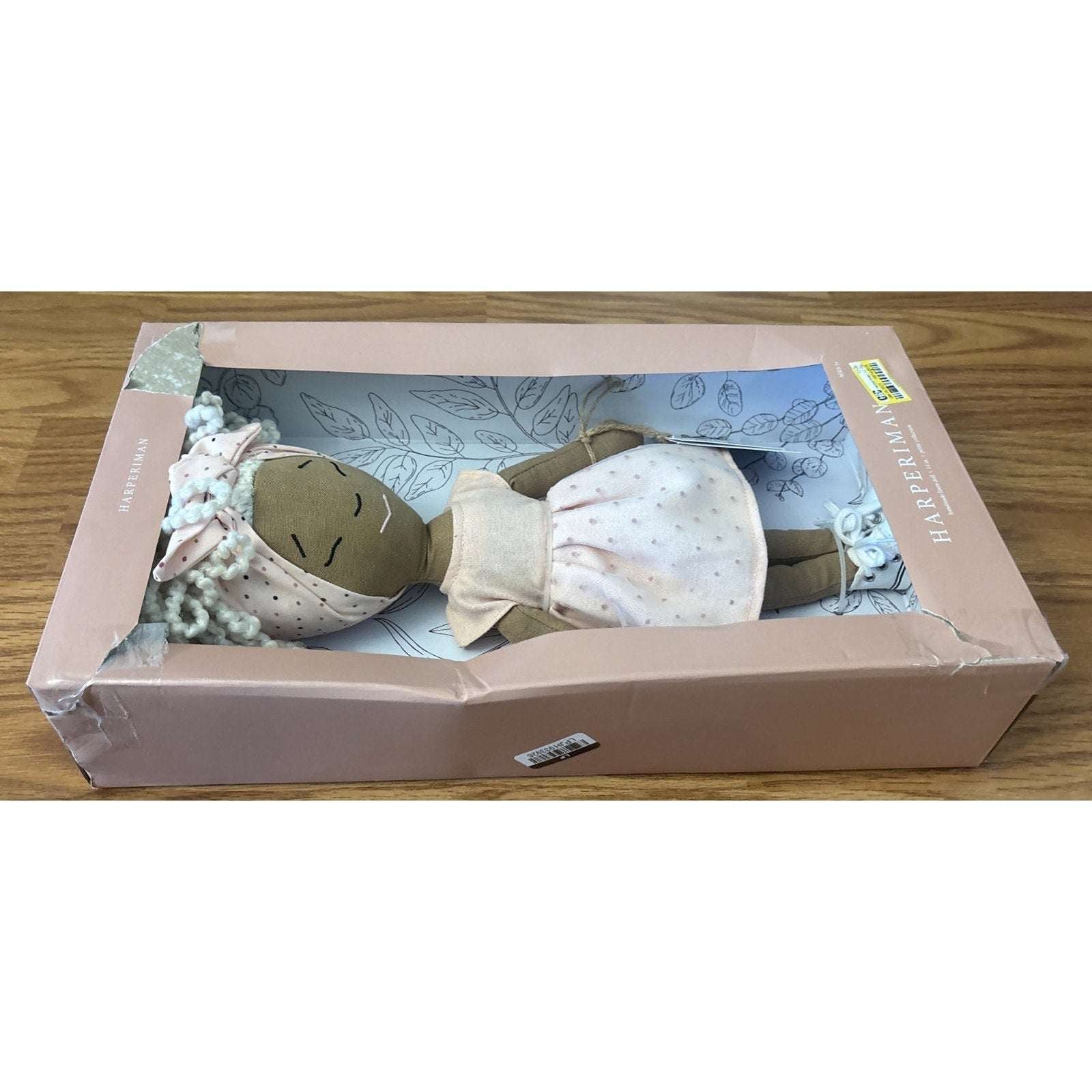 HARPERIMAN CALLIE Handmade Linen Keepsake 14" Plush Doll, Pink Dress & Sneakers