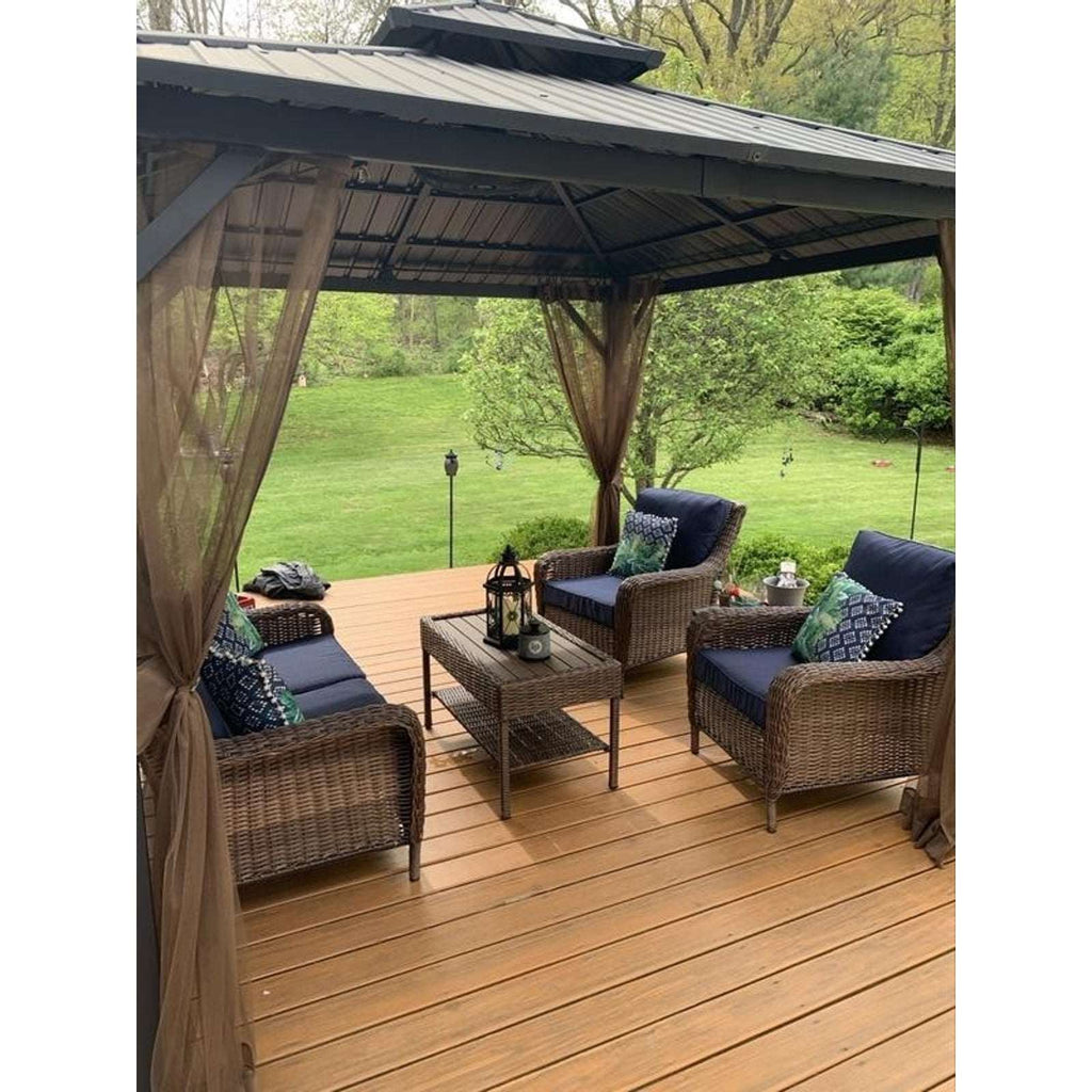10' x 10' Gazebo Universal Mosquito Netting Mesh Screen with Zippers in Brown