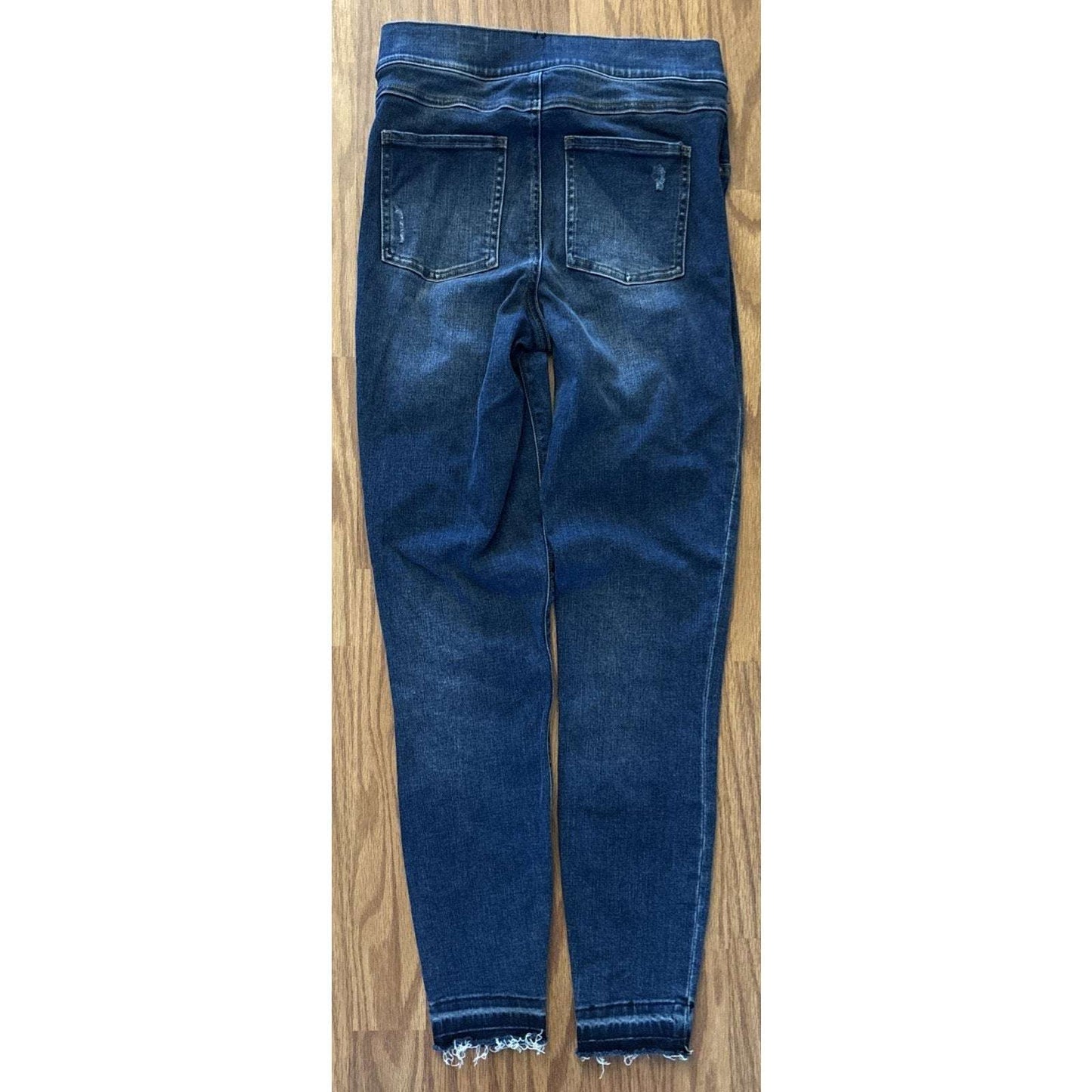SPANX High Waist Skinny Leg Distressed Pull-On Blue Stretch Jeans Size S