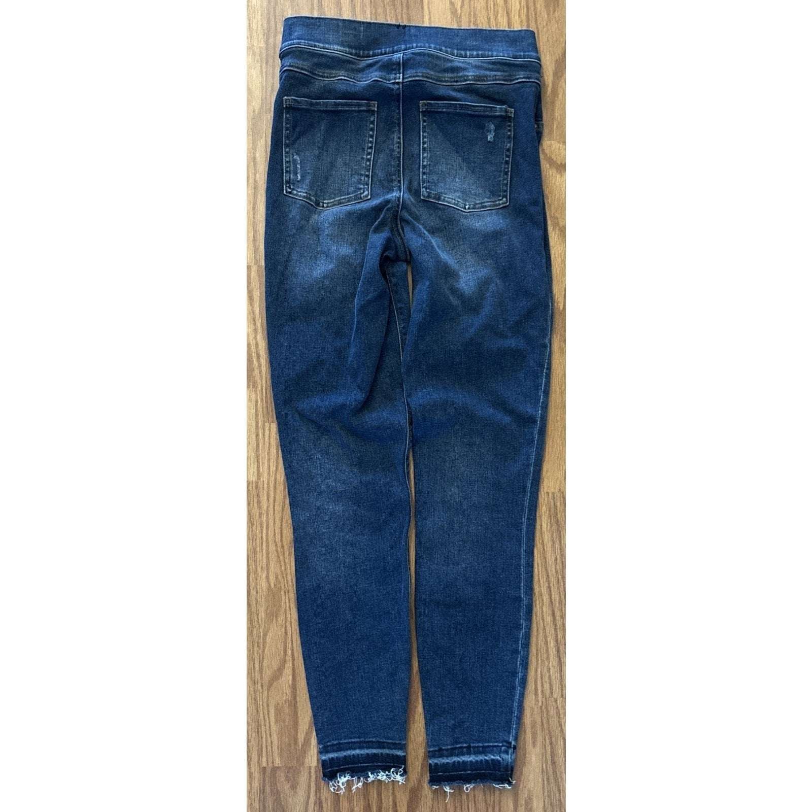 SPANX High Waist Skinny Leg Distressed Pull-On Blue Stretch Jeans Size S