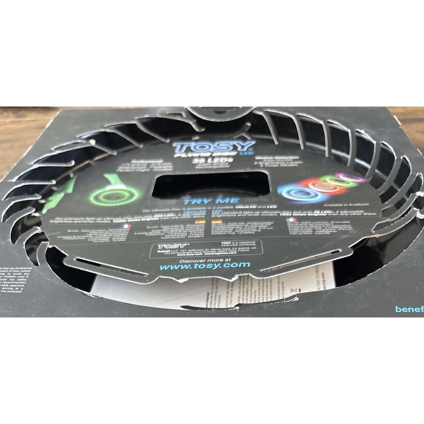 TOSY Rechargeable Light Up Frisbee Super Bright Flying Disc Smart Modes BLUE LED