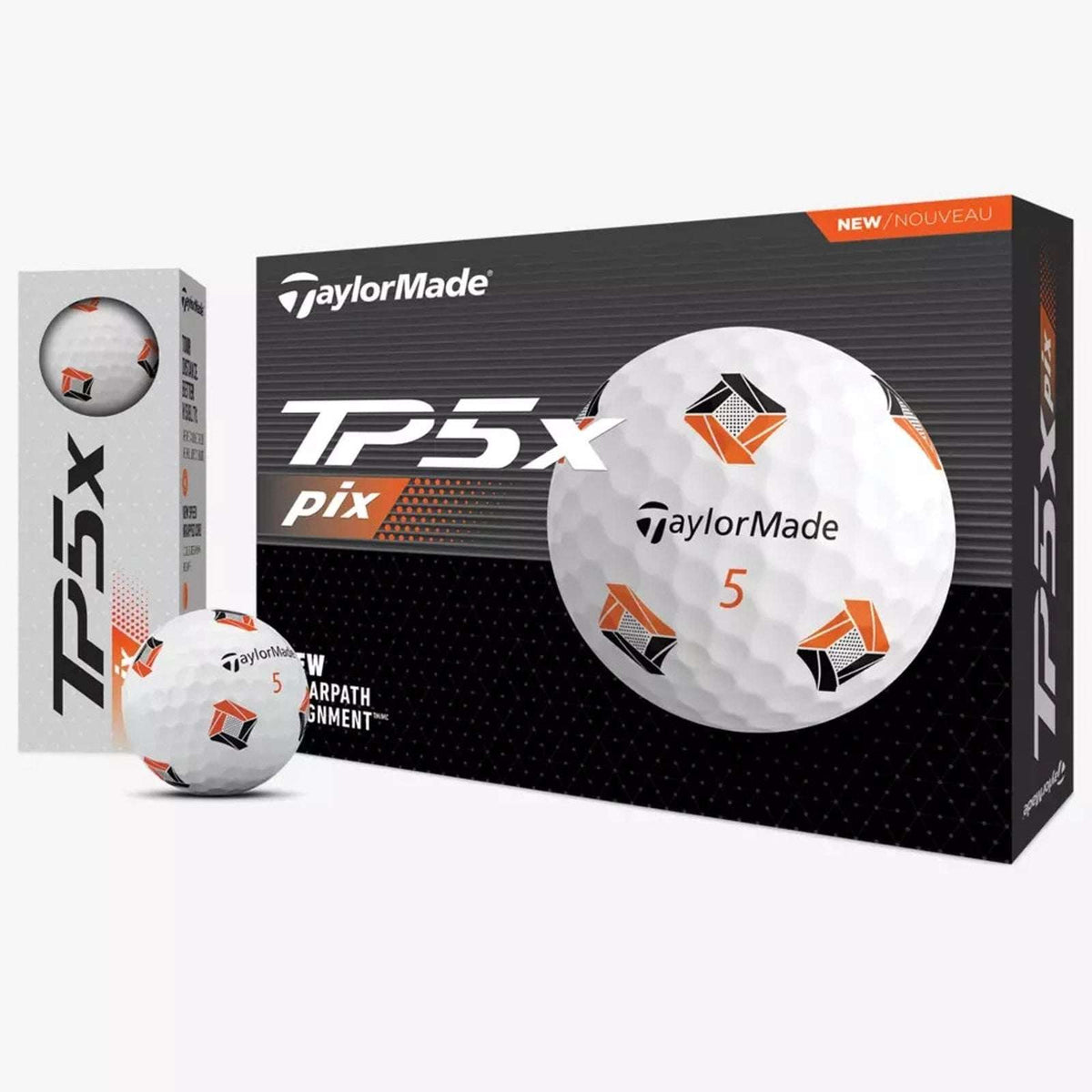 New TaylorMade TP5x Pix Golf Balls 12 Pack Dozen ClearPath Speed Wrapped Core
