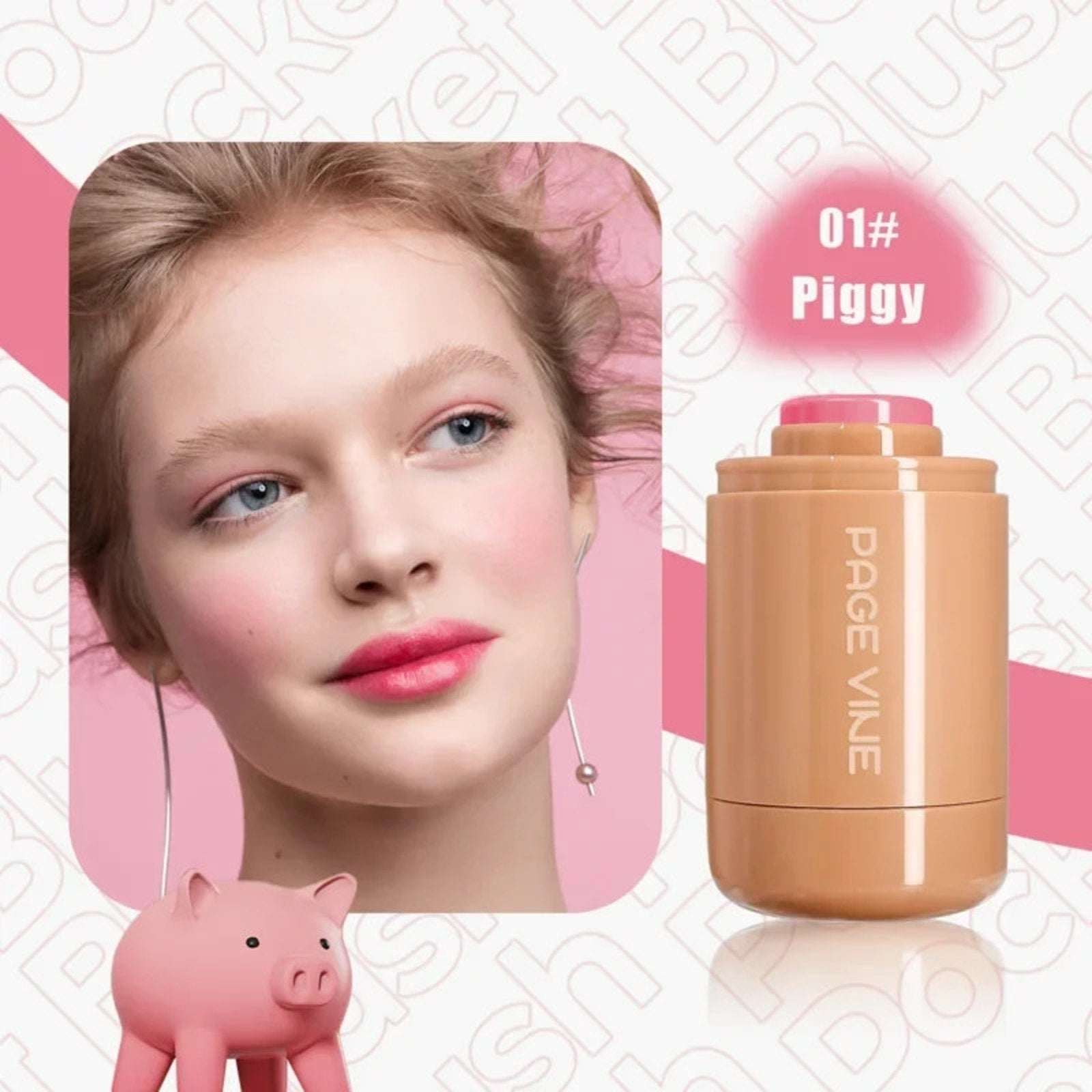 Pagevine Pocket Cream Blush Stick – Hydrating Lip & Cheek Tint in PIGGY Pink