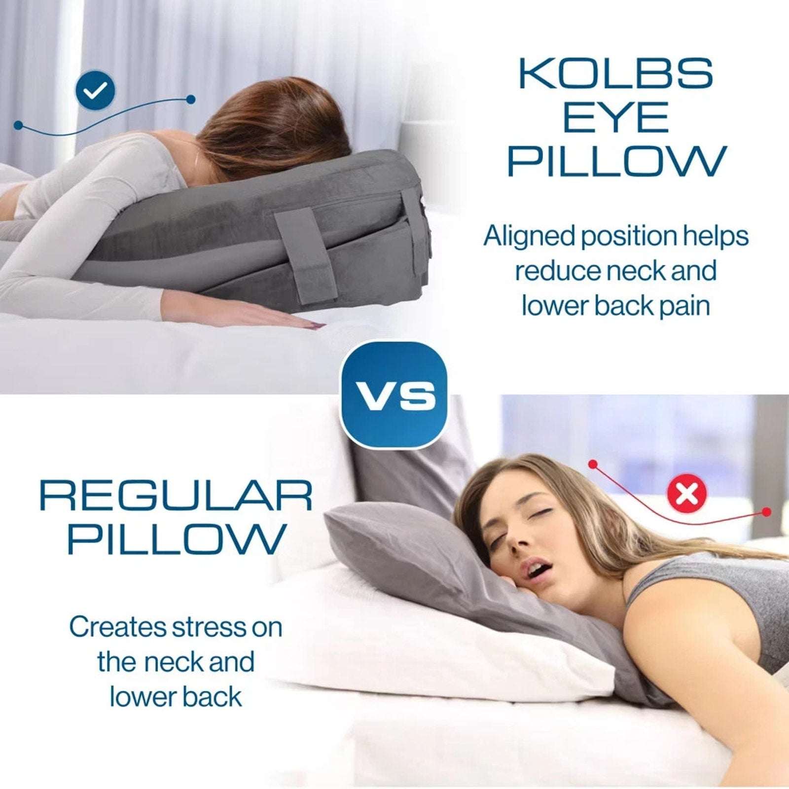 Kolbs Face Down Pillow After Eye Surgery or Massage Pillow 2-Sided Velvet & Silk