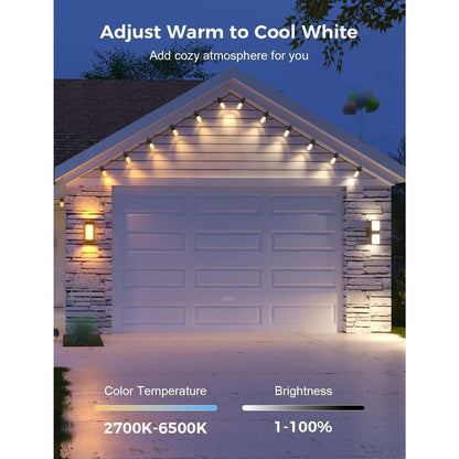 XMCOSY+ 48ft RGBCW Smart Outdoor String Lights, App Control, Alexa, Waterproof