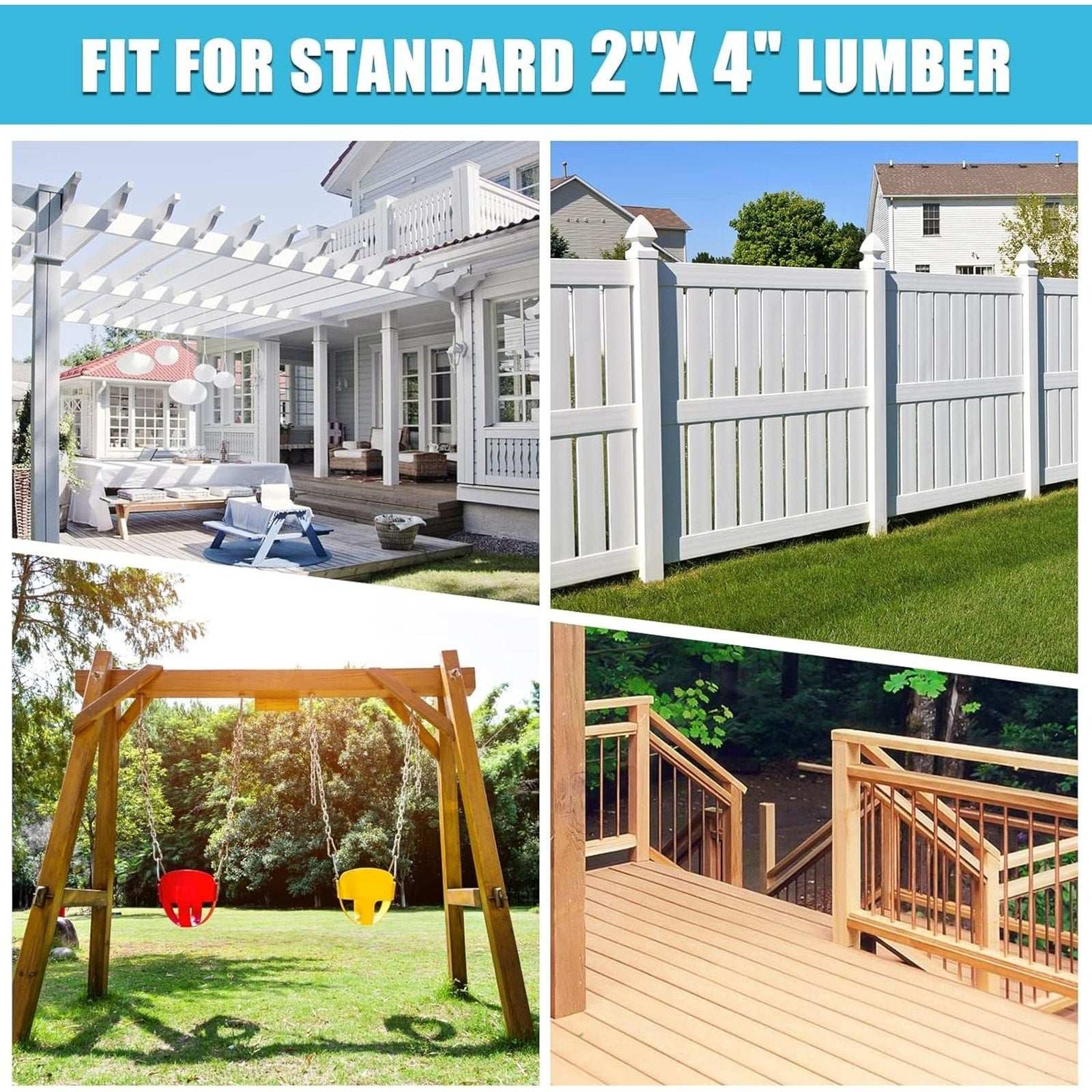 24 Concealed Joist Hanger Flange Powder-Coated Steel Bracket for 2x4" Beam Swing