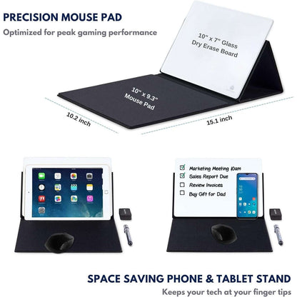 Mousepad w/ Dry Erase Whiteboard/Tablet/Phone Stand Manage To-Do List Take Notes