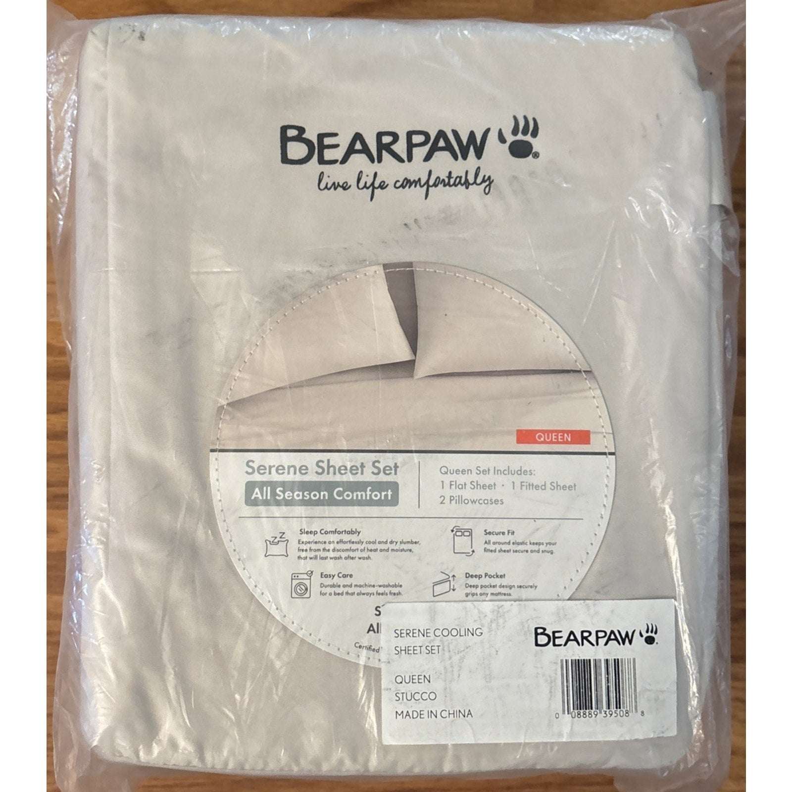 BEARPAW Serene All Season Comfort Queen Size Deep Pocket Sheet Set in Stucco