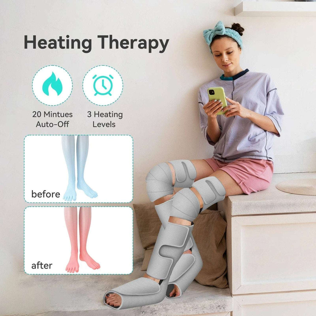 Snailax Air Compression Leg Massager with Heat Thighs, Calf, Knee, Foot Massager