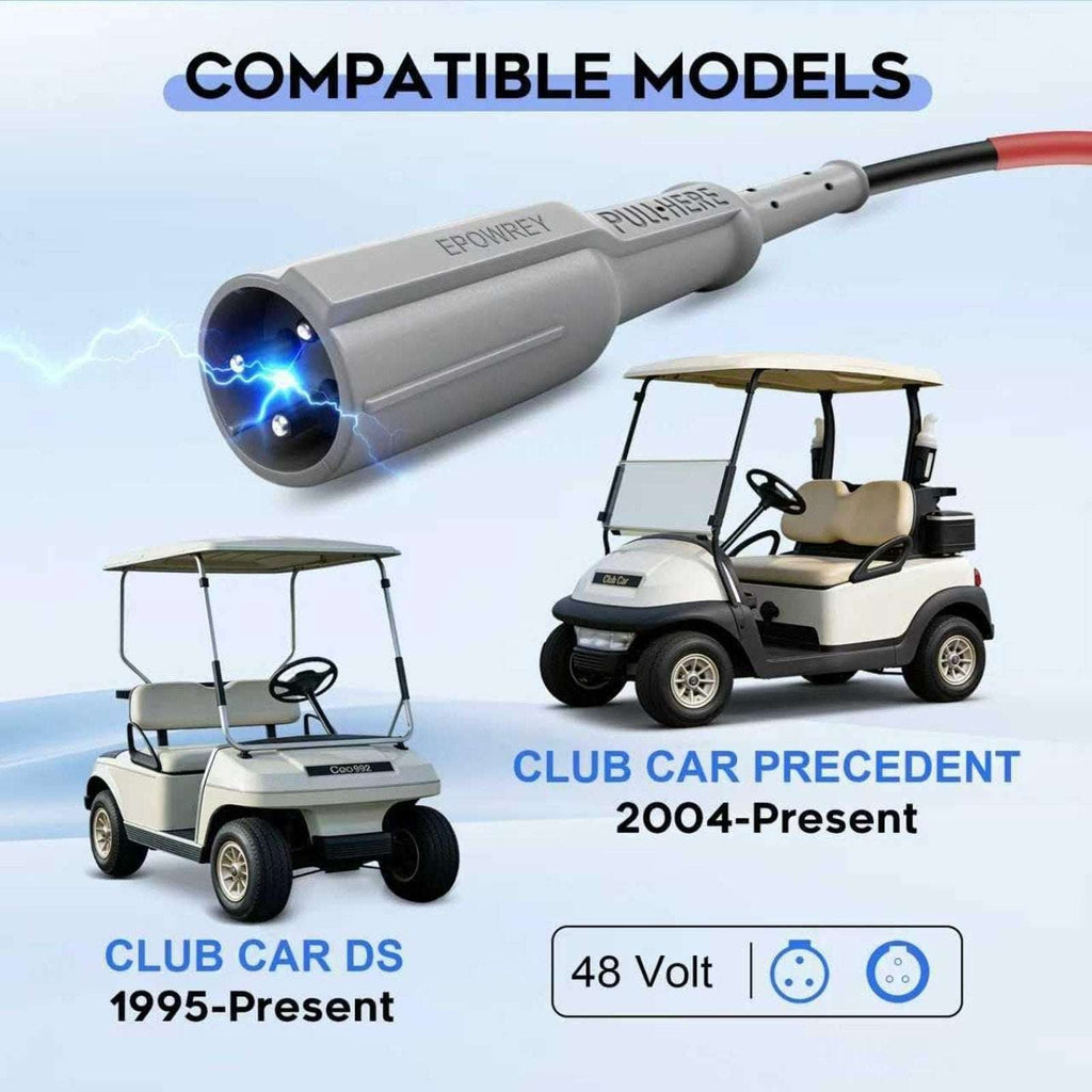EPOWREY 15 AMP 48 Volt Golf Cart Battery Charger for Club Car 3-Pin Round Plug